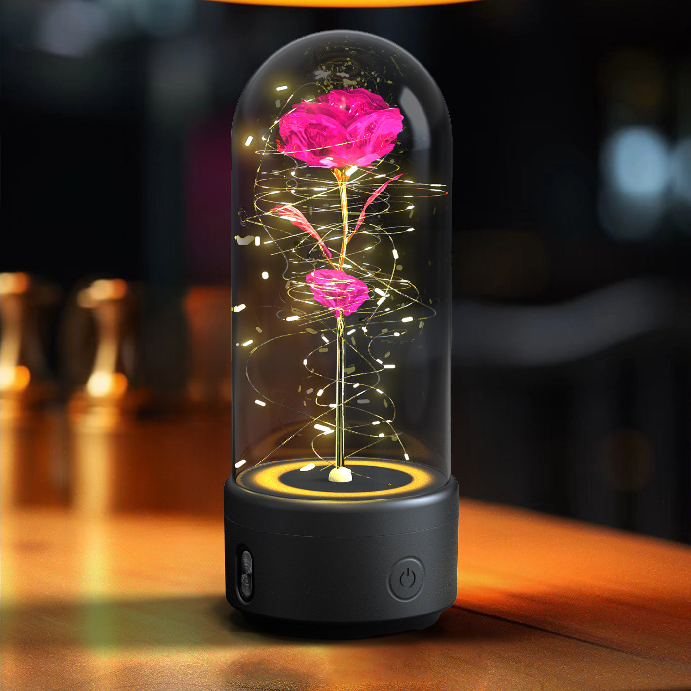 2 In 1 Rose Flowers LED Light And Bluetooth-compatible Speaker Gift Rose Luminous  Gift