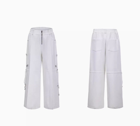 Deconstruction Drawstring Loose Hooded Sweater and High-grade Pant Suit