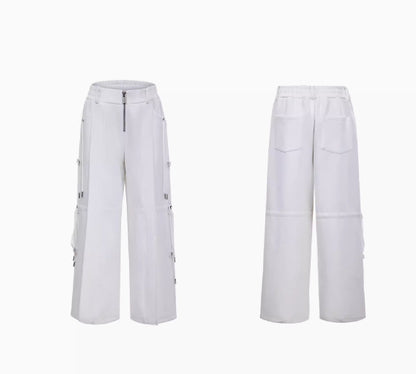 Deconstruction Drawstring Loose Hooded Sweater and High-grade Pant Suit