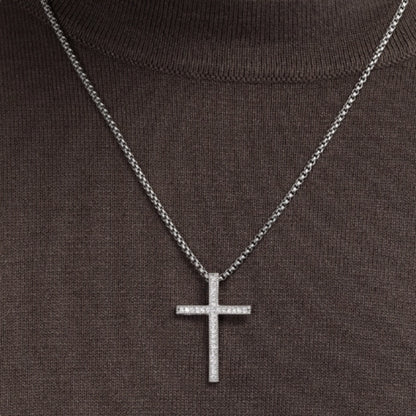 Men's 18K Gold Diamond Cross Necklace