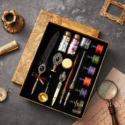 Retro Feather Pen Christmas Gift Set
