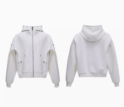 Deconstruction Drawstring Loose Hooded Sweater and High-grade Pant Suit