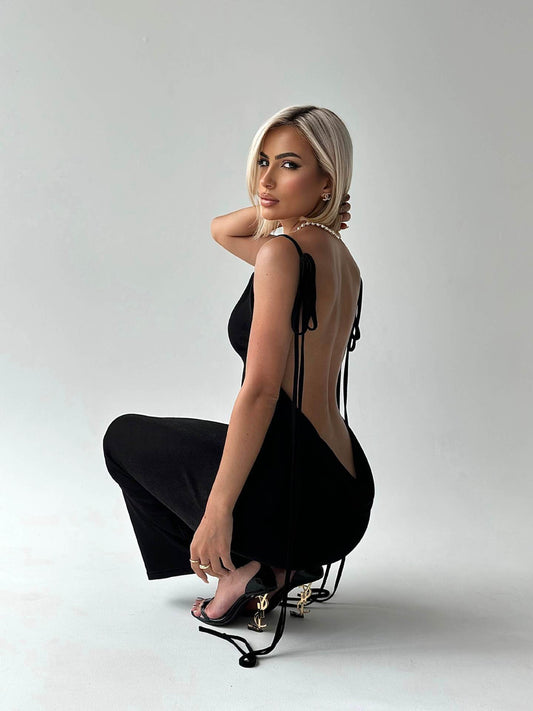 Backless Camisole  Lace-up Long Dress
