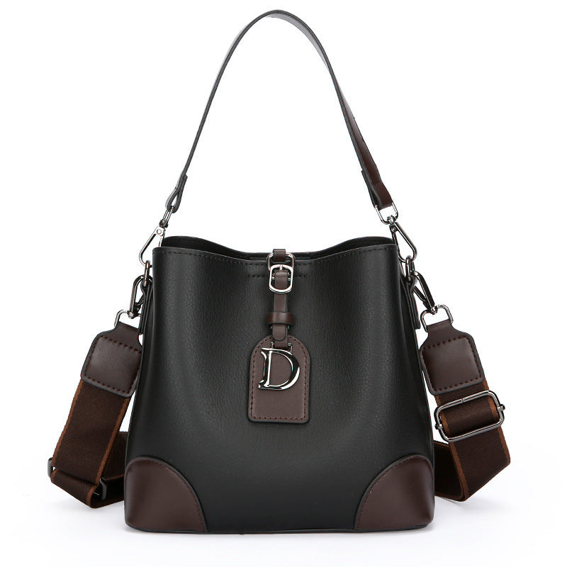 Women's Contrast Color Bucket Shoulder Bag