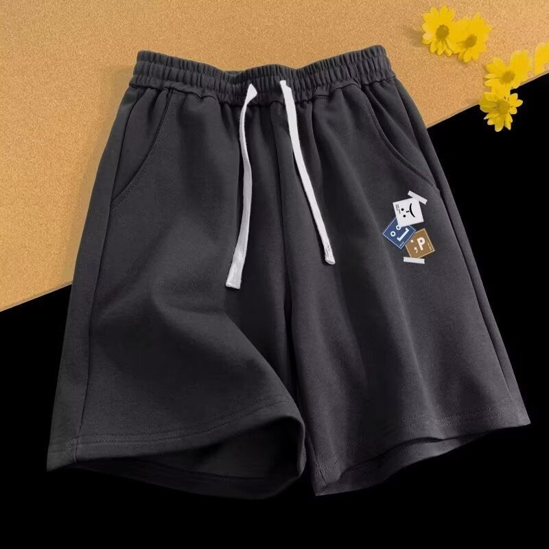 Men's Vintage Letter Print Loose Straight Shorts