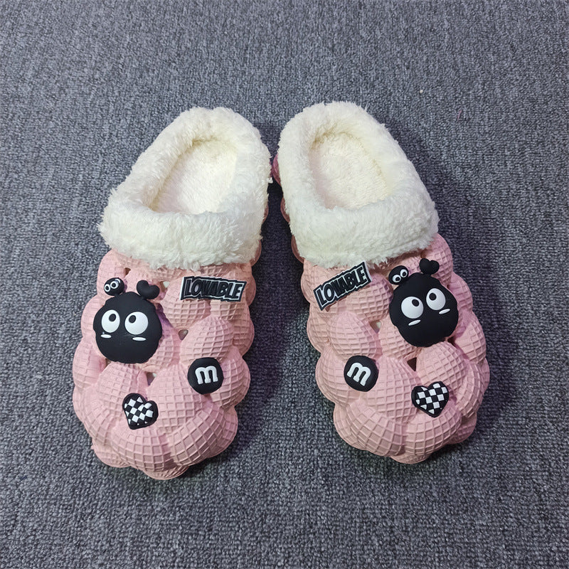 Women's Lychee Bubble Platform Non-slip Cotton Slippers