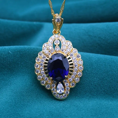 Zircon-inlaid Pendant Necklace