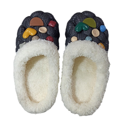 Men's And Women's Litchi Warm Non-slip  Cotton Slippers