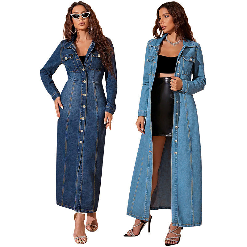 Women's Denim Button Cardigan Jacket Dress