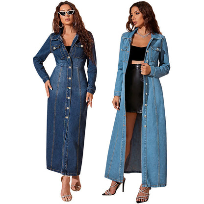 Women's Denim Button Cardigan Jacket Dress