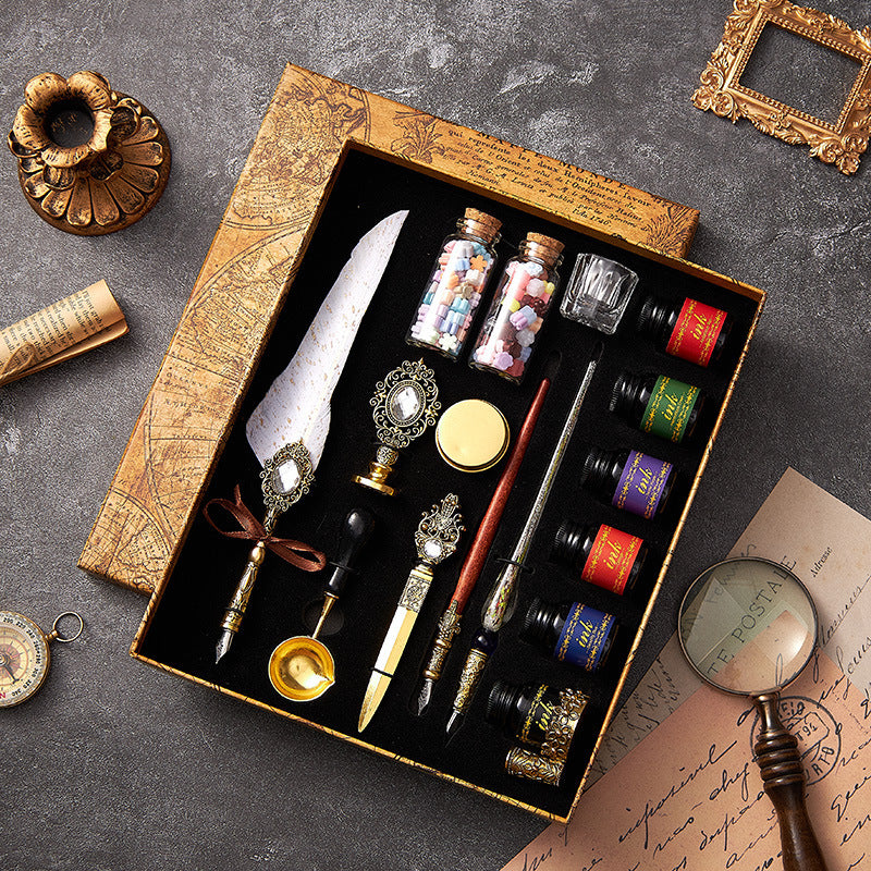 Retro Feather Pen Christmas Gift Set