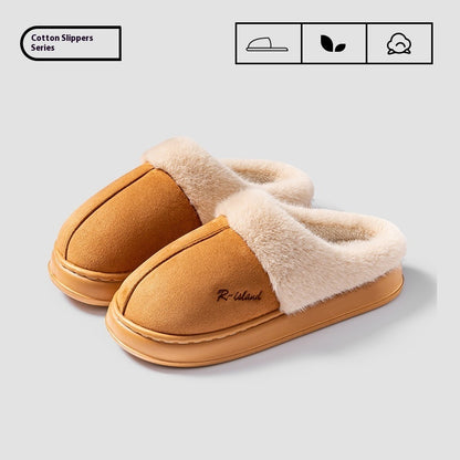 Winter Cosy Warm Couple Fluffy Slippers Women  Men Non-slip Soft Slides