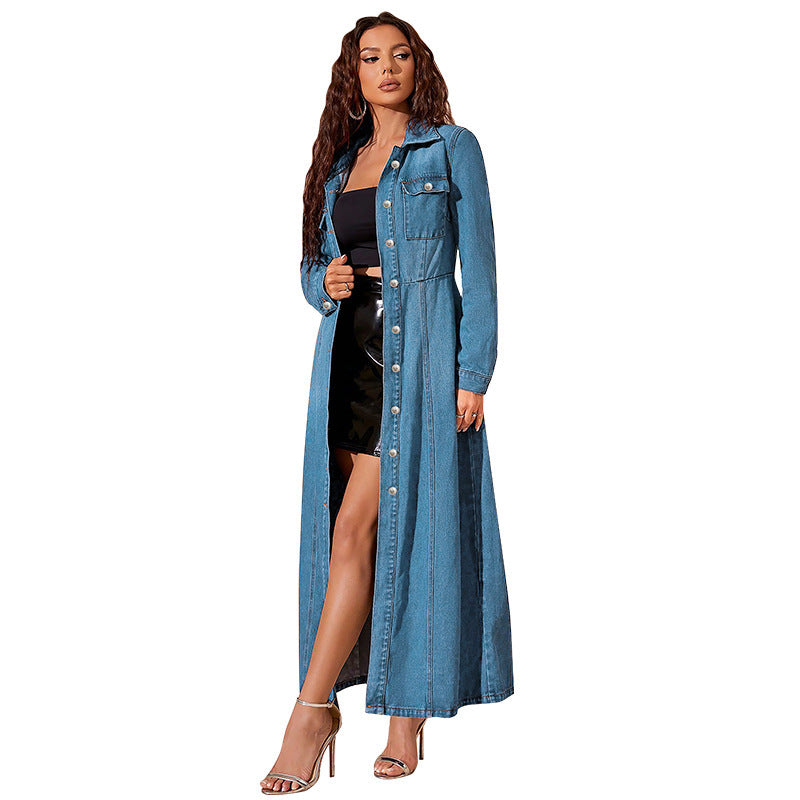 Women's Denim Button Cardigan Jacket Dress