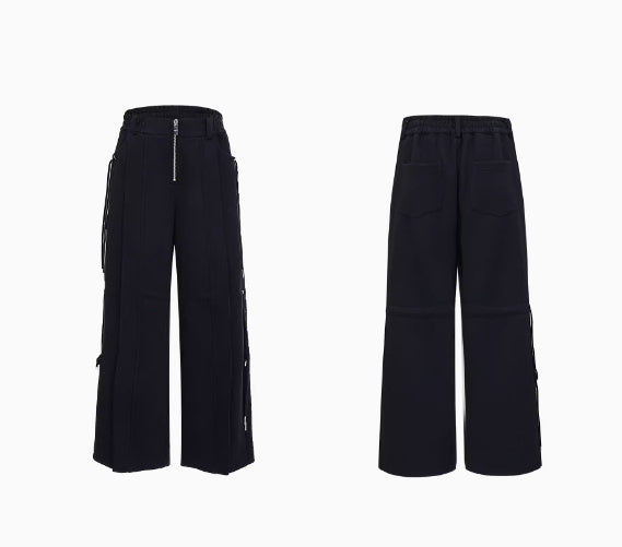 Deconstruction Drawstring Loose Hooded Sweater and High-grade Pant Suit