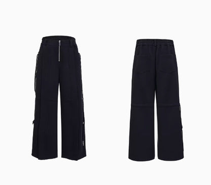 Deconstruction Drawstring Loose Hooded Sweater and High-grade Pant Suit