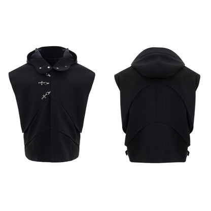 Hooded Vest Waistcoat Wide leg Pant