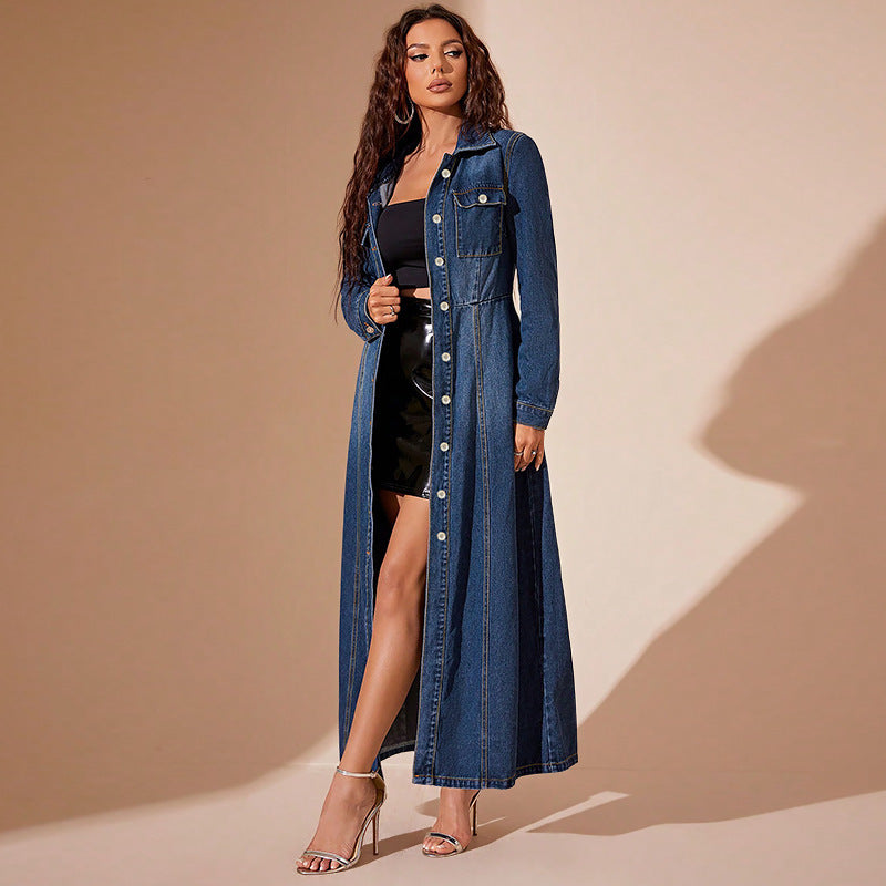Women's Denim Button Cardigan Jacket Dress