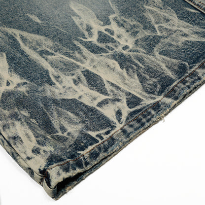 Punk Tie-dye Denim Middle Pants