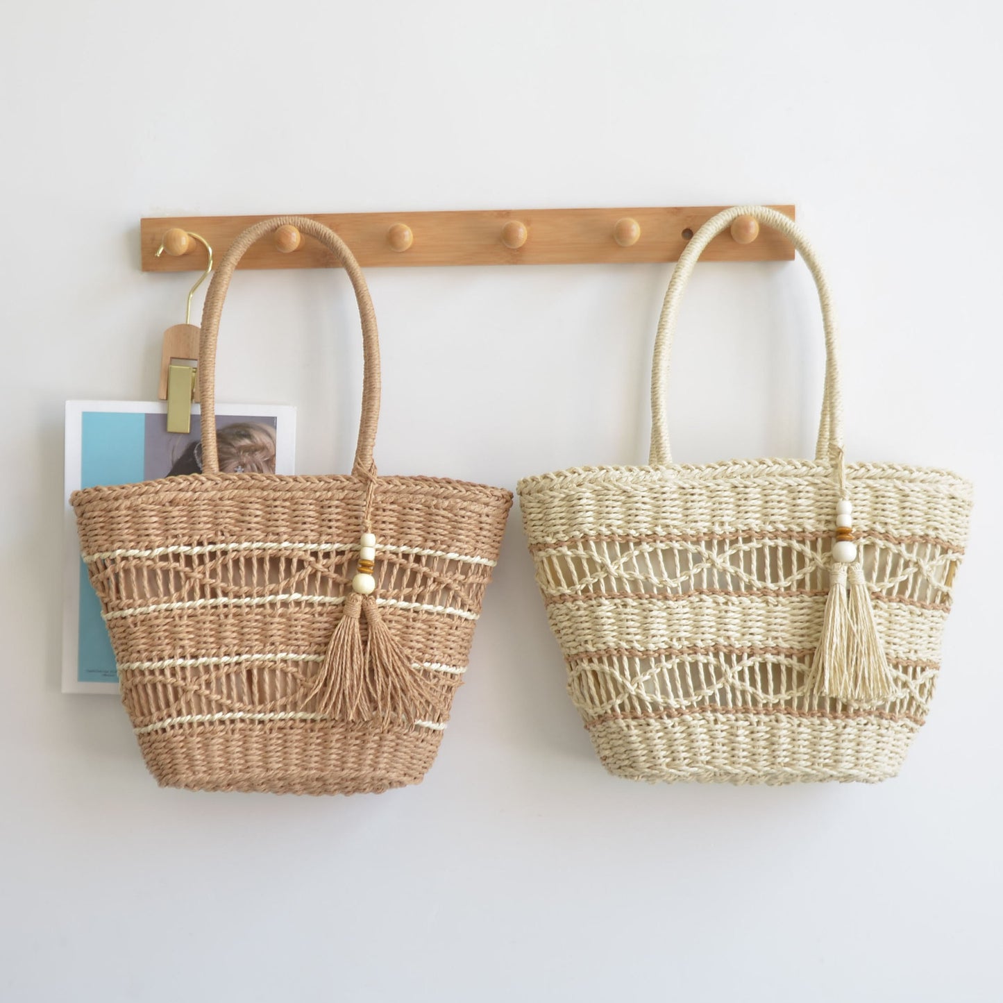 Women's Paper String Hand-woven Straw Bag