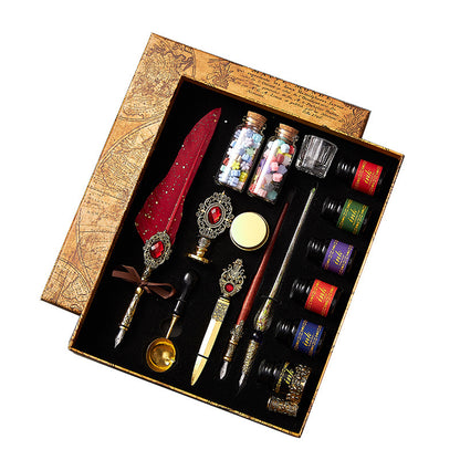 Retro Feather Pen Christmas Gift Set