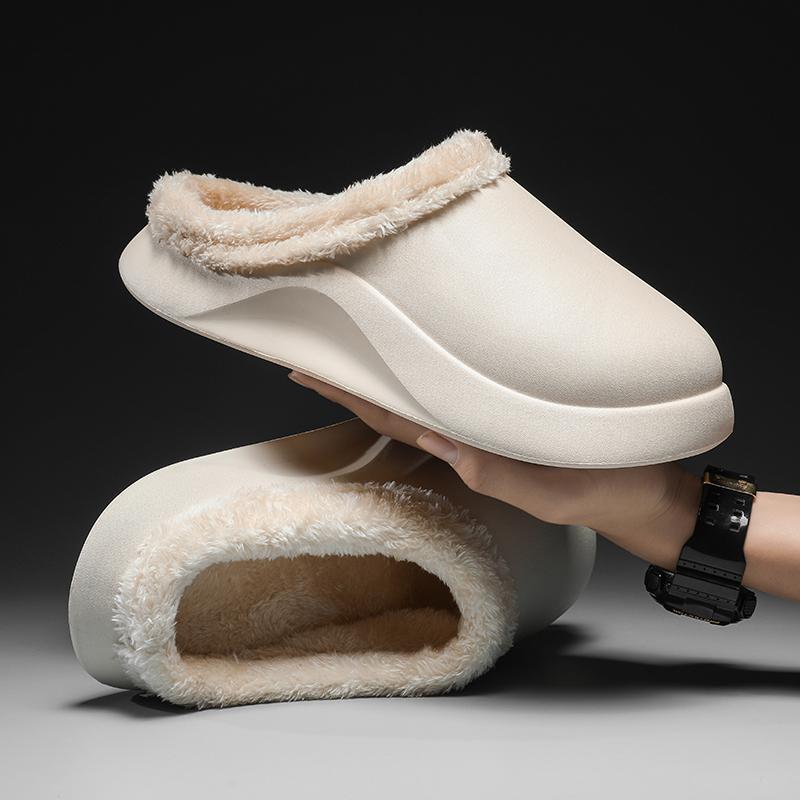 Men's Beige Warm Cotton Slippers