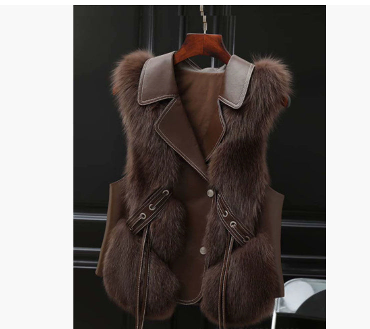 Women's Fox Fur Vest Short Coat Autumn And Winter Vest