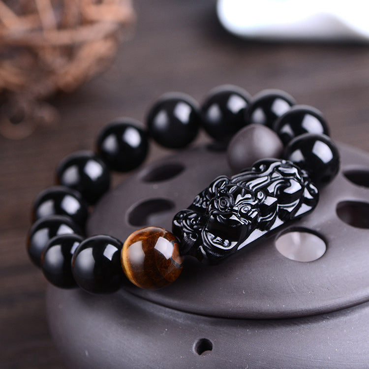 Ethnic Style Natural Obsidian Pi Xiu Bracelet