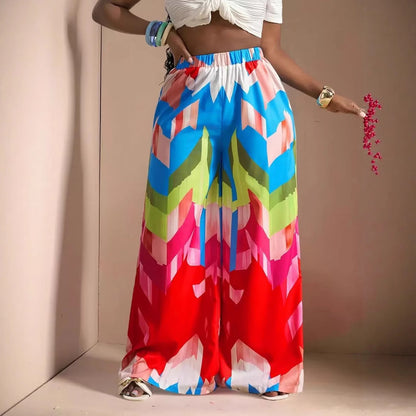 Colorful Pattern Trousers Loose Breathable Women's Trousers