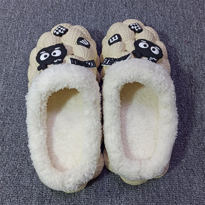 Women's Lychee Bubble Platform Non-slip Cotton Slippers