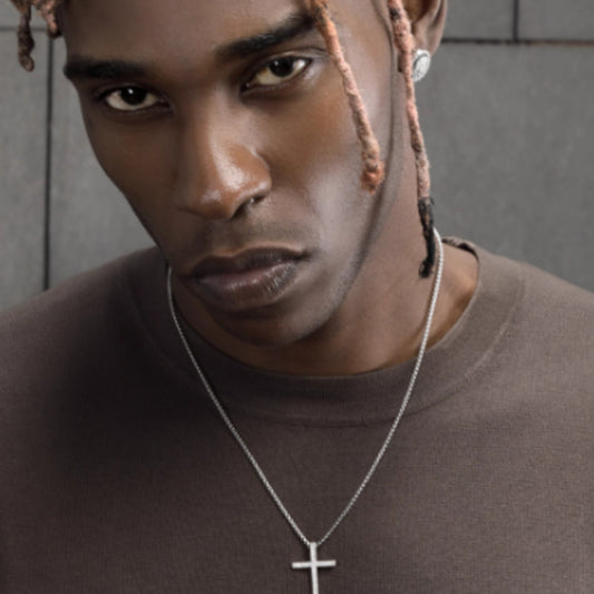 Men's 18K Gold Diamond Cross Necklace