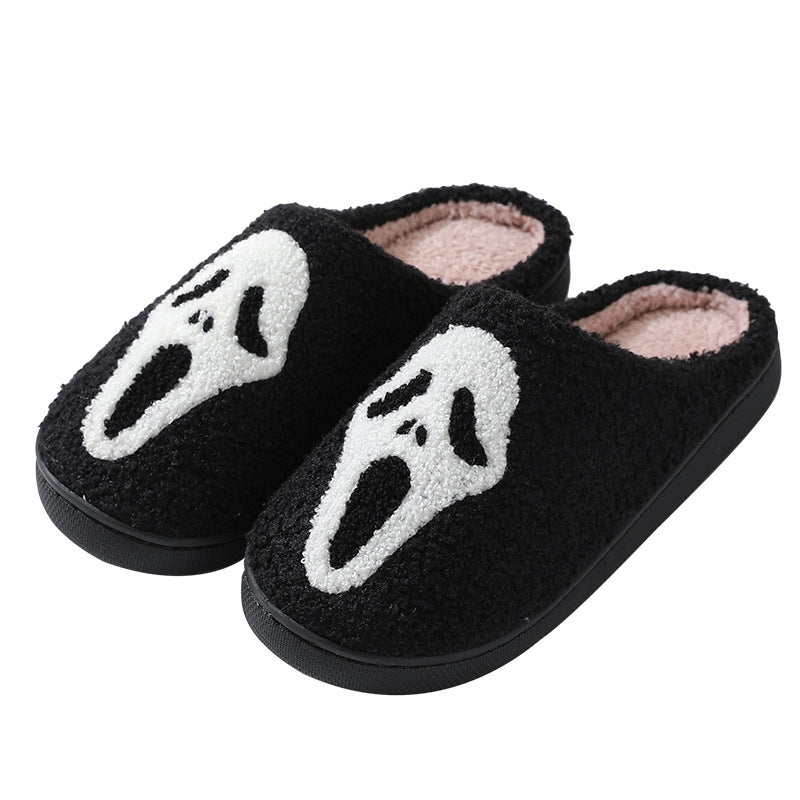 Halloween Skull Cartoon Print Warm Winter Slippers