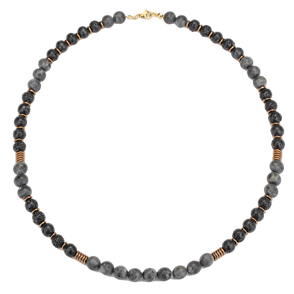 Beaded Glitter Volcanic Rock Necklace