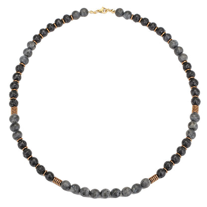 Beaded Glitter Volcanic Rock Necklace