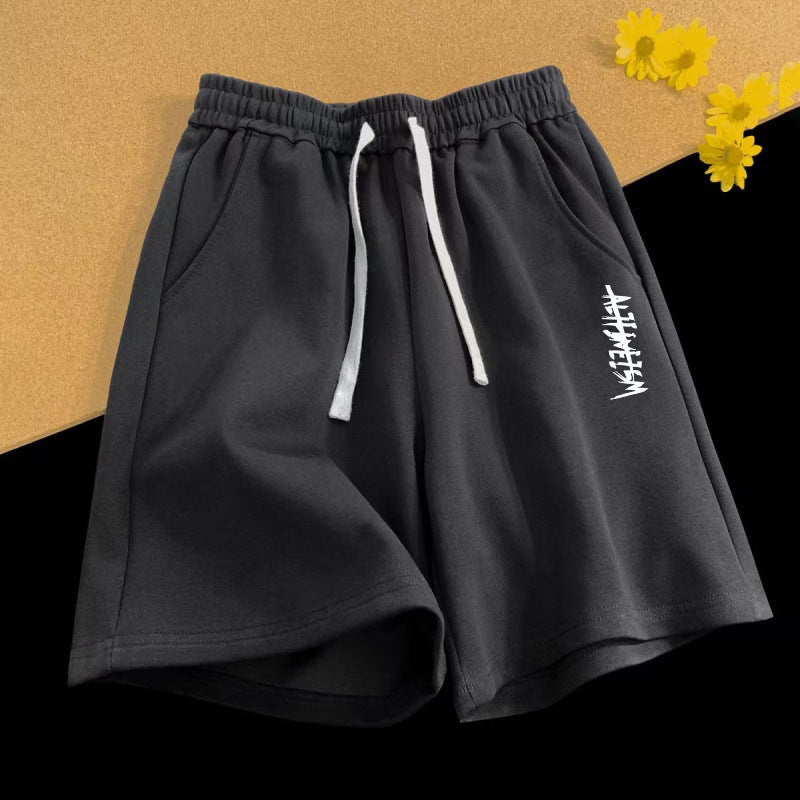 Men's Vintage Letter Print Loose Straight Shorts