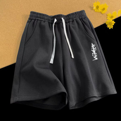 Men's Vintage Letter Print Loose Straight Shorts