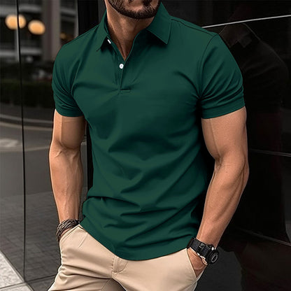 Men's Polo Shirt  Lapel Button Top