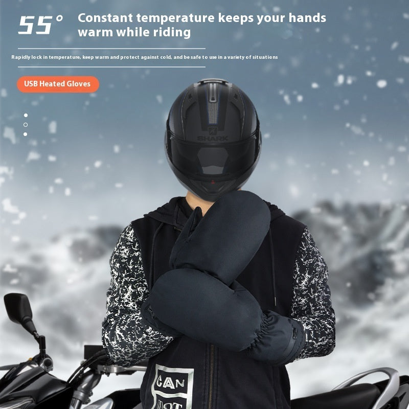 Electrically Heating Zipper Thermal Windproof Gloves