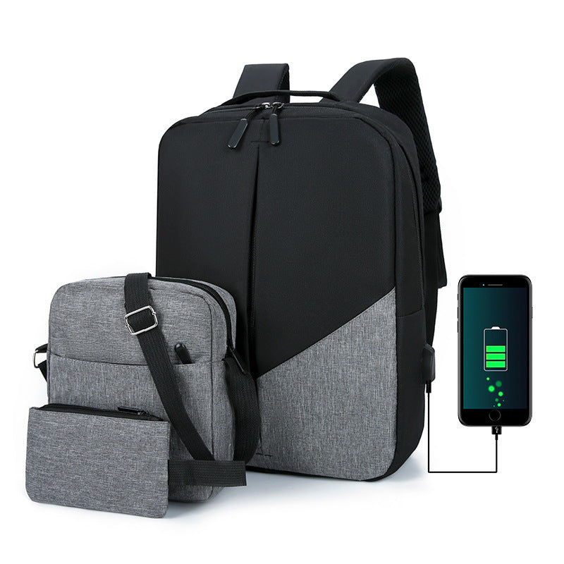 Men's Leisure Three-piece Multifunctional USB Backpack