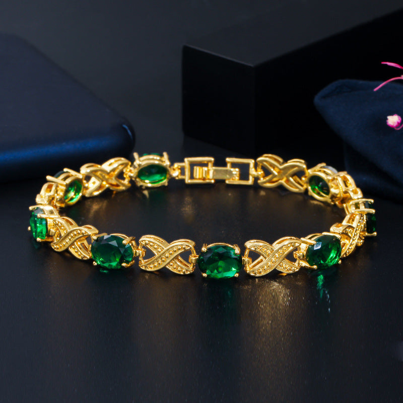 Simple Fashion AAA Zircon Bracelet Real Gold Plating