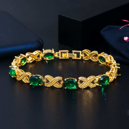Simple Fashion AAA Zircon Bracelet Real Gold Plating