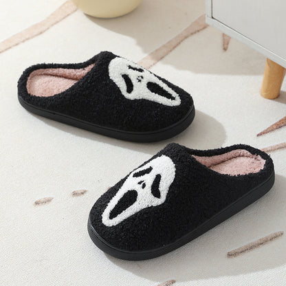 Halloween Skull Cartoon Print Warm Winter Slippers