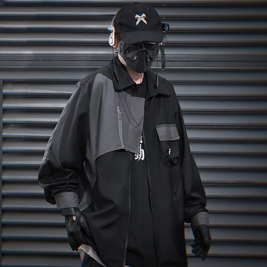 Men's Loose Polo Collar Long-sleeved Jacket