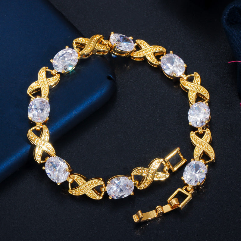 Simple Fashion AAA Zircon Bracelet Real Gold Plating