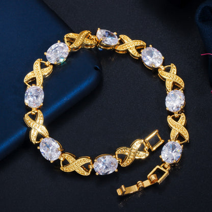 Simple Fashion AAA Zircon Bracelet Real Gold Plating