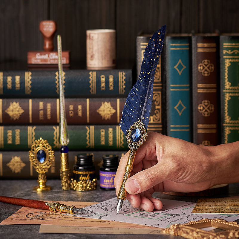 Retro Feather Pen Christmas Gift Set