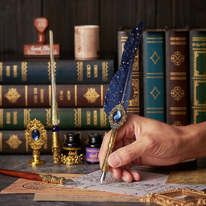 Retro Feather Pen Christmas Gift Set