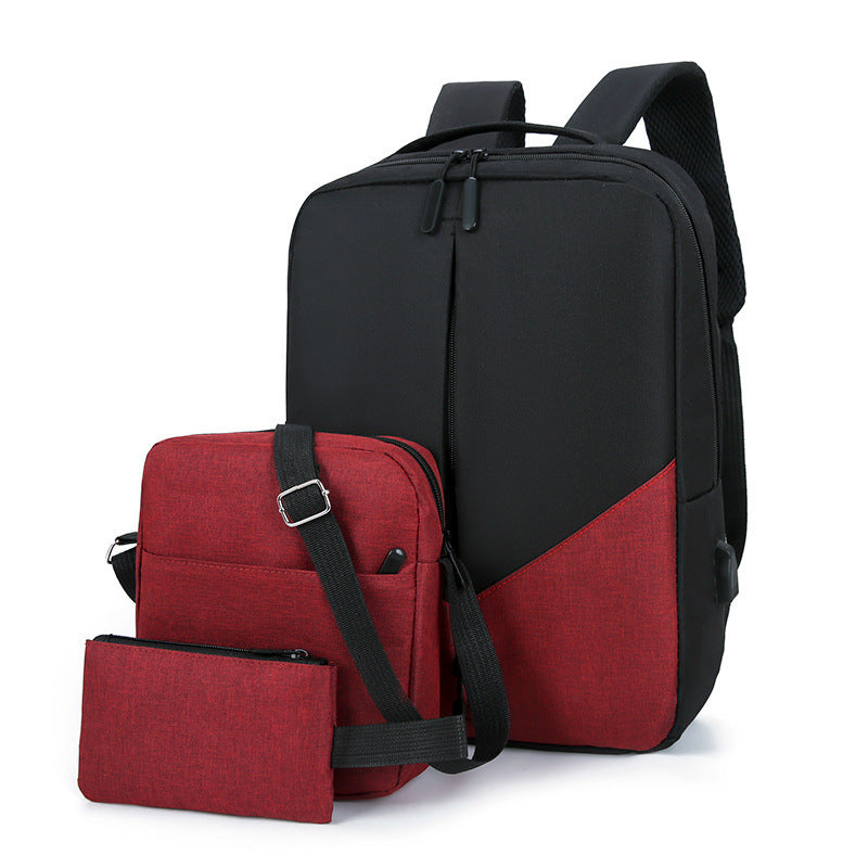 Men's Leisure Three-piece Multifunctional USB Backpack