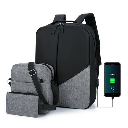 Men's Leisure Three-piece Multifunctional USB Backpack