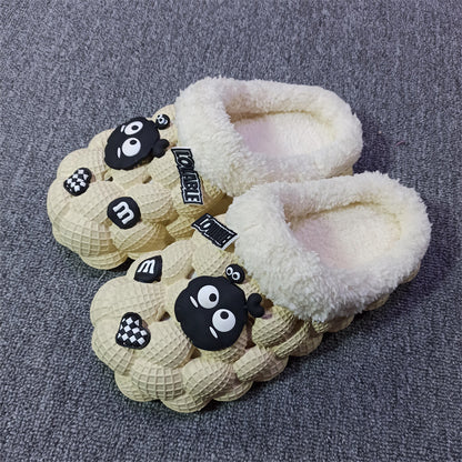 Women's Lychee Bubble Platform Non-slip Cotton Slippers