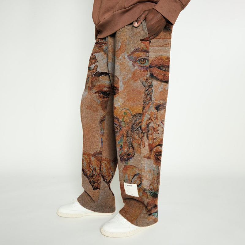 Men's Printed Mid Waist Loose Trousers